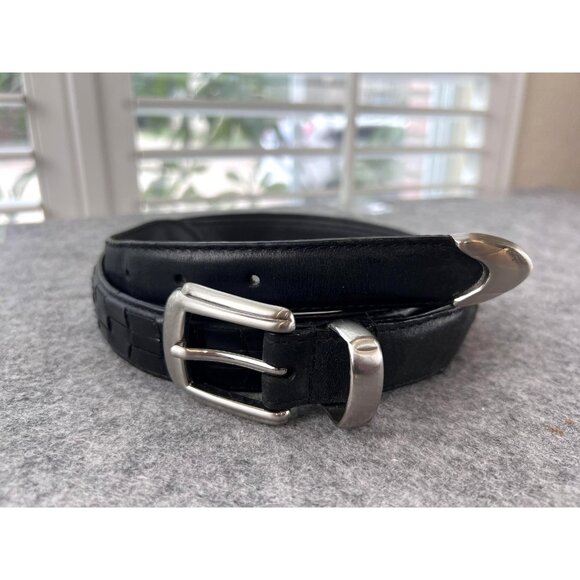 PGA Tour Other - PGA Tour Belt Mens 38 Black Leather Woven Silver Buckle Western Golf Classic